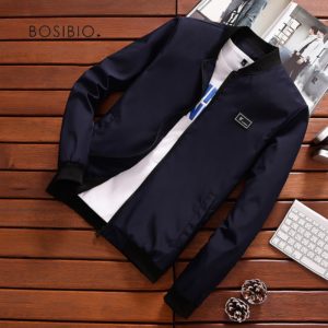 BOSIBIO Summer Autumn Mens Jacket Stand Collar Windbreaker Male Blue Baseball Jackets Casual Thin High Quality Innrech Market.com