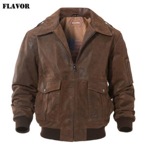 FLAVOR Men s Genuine Leather Bomber Jacket Men Warm Real Pigskin Air Force Leather Jacket Removable Innrech Market.com