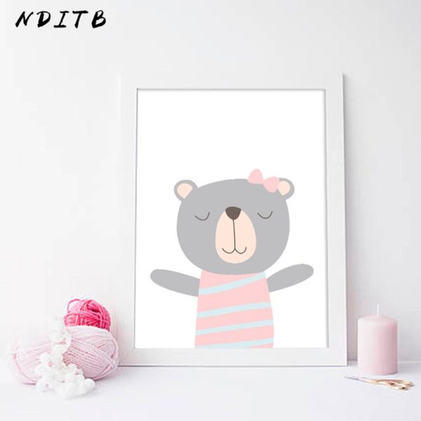 NDITB Cartoon Animal Canvas Painting Nursery Prints Personal Name Custom Poster Wall Picture Nordic Baby Girl 3 NDITB Cartoon Animal Canvas Painting Nursery Prints Personal Name Custom Poster Wall Picture Nordic Baby Girl Room Decoration