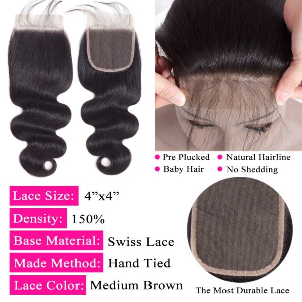QueenLike Hair Products Brazilian Body Wave With Closure Non Remy Hair Weft Weaving 3 4 Bundles 4 QueenLike Hair Products Brazilian Body Wave With Closure Non Remy Hair Weft Weaving 3 4 Bundles Human Hair Bundles With Closure