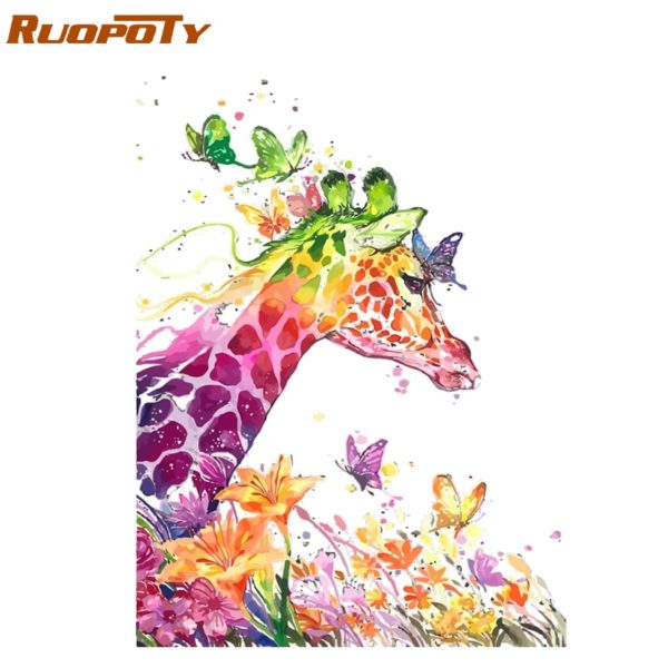 RUOPOTY Frame Cartoon Giraffe DIY Painting By Numbers Animals Modern Wall Art Picture Unique Gift For RUOPOTY Frame Cartoon Giraffe DIY Painting By Numbers Animals Modern Wall Art Picture Unique Gift For Home Decor Artwork 40x50cm