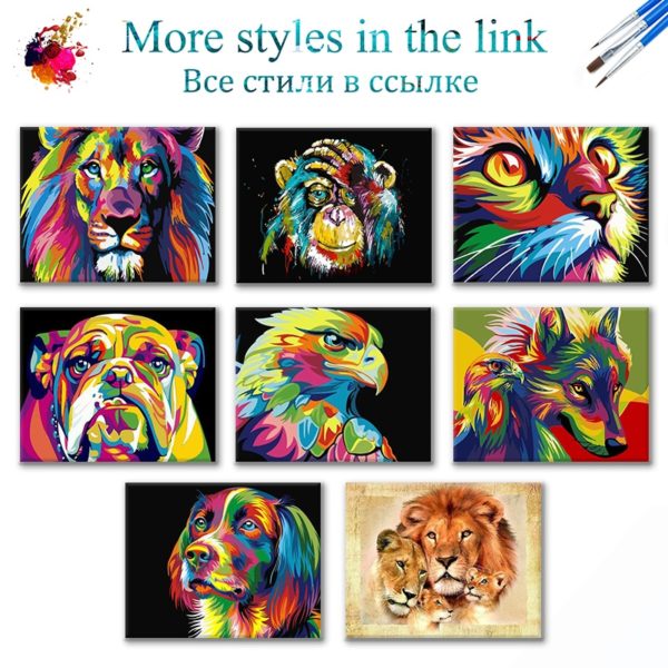 SDOYUNO 60x75cm Frame DIY Painting By Numbers Kits Colorful Lions Animals Hand Painted Oil Paint By 2 SDOYUNO 60x75cm Frame DIY Painting By Numbers Kits Colorful Lions Animals Hand Painted Oil Paint By Numbers For Home Decor Art