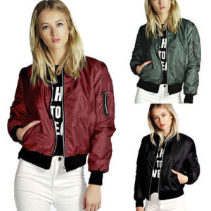 Spring Apparel cool basic bomber jacket Women Army Green jacket coat zipper biker outwear Jackets Innrech Market.com