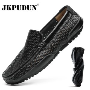 Summer Men Shoes Casual Luxury Brand Genuine Leather Mens Loafers Moccasins Italian Breathable Slip on Boat Innrech Market.com