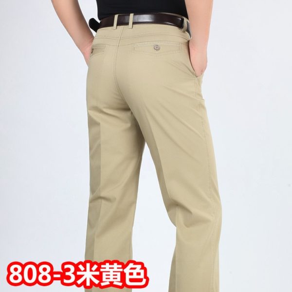 Summer style thin men s casual pants high waist cotton men loose straight long suits pants 2 Summer style thin men's casual pants high waist cotton men loose straight long suits pants middle-aged Business leisure trousers