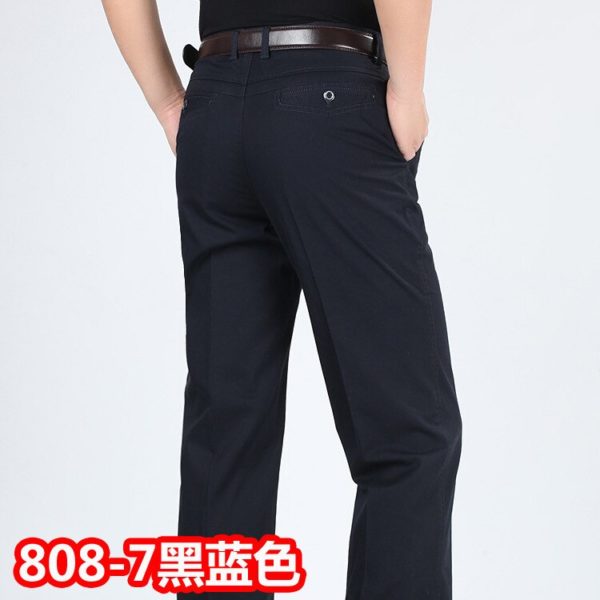 Summer style thin men s casual pants high waist cotton men loose straight long suits pants 3 Summer style thin men's casual pants high waist cotton men loose straight long suits pants middle-aged Business leisure trousers
