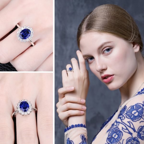 JewPalace Princess Diana Created Sapphire Ring 925 Sterling Silver Rings for Women Engagement Ring Silver 925 2 JewPalace Princess Diana Created Sapphire Ring 925 Sterling Silver Rings for Women Engagement Ring Silver 925 Gemstones Jewelry