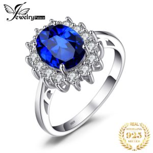 JewPalace Princess Diana Created Sapphire Ring 925 Sterling Silver Rings for Women Engagement Ring Silver 925 Innrech Market.com