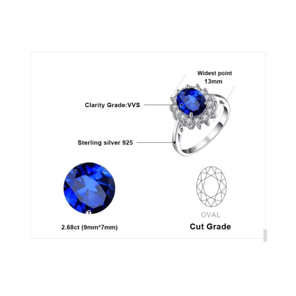 JewPalace Princess Diana Created Sapphire Ring 925 Sterling Silver Rings for Women Engagement Ring Silver 925 4 JewPalace Princess Diana Created Sapphire Ring 925 Sterling Silver Rings for Women Engagement Ring Silver 925 Gemstones Jewelry