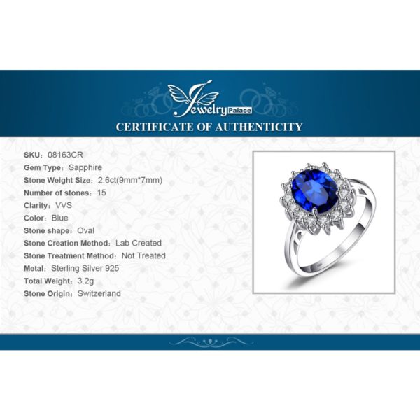 JewPalace Princess Diana Created Sapphire Ring 925 Sterling Silver Rings for Women Engagement Ring Silver 925 5 JewPalace Princess Diana Created Sapphire Ring 925 Sterling Silver Rings for Women Engagement Ring Silver 925 Gemstones Jewelry