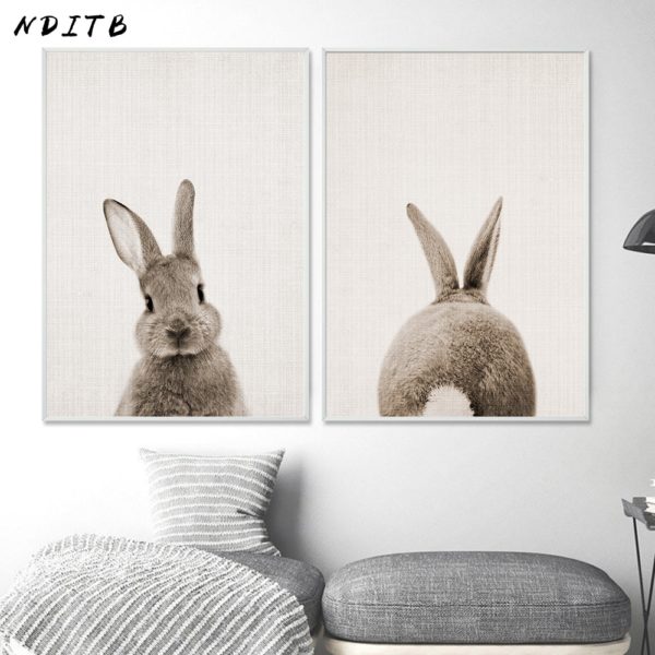 NDITB Rabbit Bunny Butt Tail Canvas Art Poster Woodland Baby Animal Nursery Print Painting Wall Picture 1 NDITB Rabbit Bunny Butt Tail Canvas Art Poster Woodland Baby Animal Nursery Print Painting Wall Picture for Living Room Decor