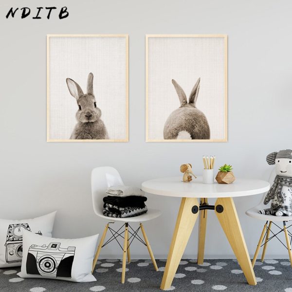 NDITB Rabbit Bunny Butt Tail Canvas Art Poster Woodland Baby Animal Nursery Print Painting Wall Picture 2 NDITB Rabbit Bunny Butt Tail Canvas Art Poster Woodland Baby Animal Nursery Print Painting Wall Picture for Living Room Decor