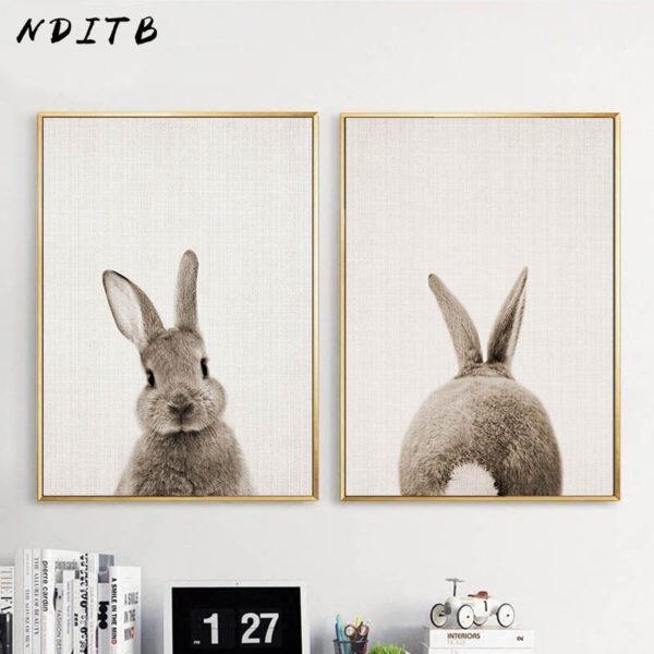NDITB Rabbit Bunny Butt Tail Canvas Art Poster Woodland Baby Animal Nursery Print Painting Wall Picture NDITB Rabbit Bunny Butt Tail Canvas Art Poster Woodland Baby Animal Nursery Print Painting Wall Picture for Living Room Decor