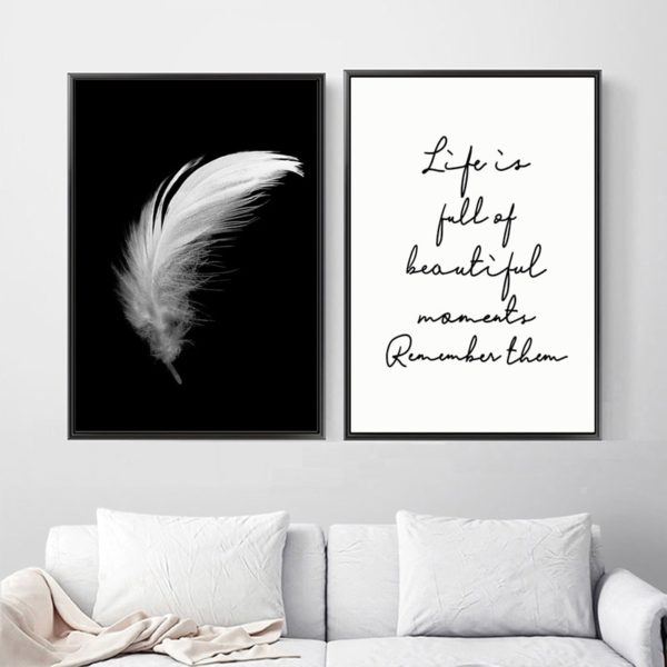 Posters And Prints Canvas Feather Quote Painting Wall Art Black White Pictures For Living Room Nordic Posters And Prints Canvas Feather Quote Painting Wall Art Black White Pictures For Living Room Nordic Minimalist Decoration