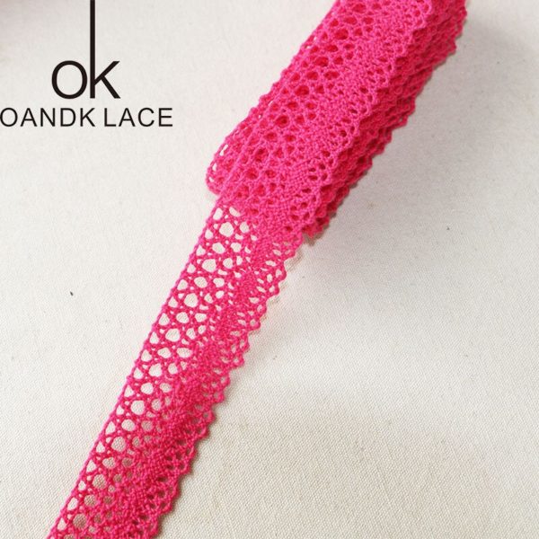 5 yard25MM Cotton lace fabric for home decoration Garment accessories Home textile materials DIY manual dentelleRose 3 5 yard25MM Cotton lace fabric for home decoration Garment accessories Home textile materials DIY manual dentelleRose and Pink