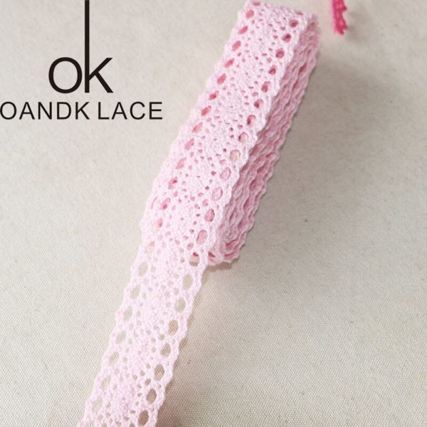 5 yard25MM Cotton lace fabric for home decoration Garment accessories Home textile materials DIY manual dentelleRose 4 5 yard25MM Cotton lace fabric for home decoration Garment accessories Home textile materials DIY manual dentelleRose and Pink