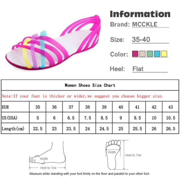 MCCKLE Women Jelly Shoes Rainbow Summer Sandals Female Flat Shoes Ladies Slip On Woman Candy Color 5 MCCKLE Women Jelly Shoes Rainbow Summer Sandals Female Flat Shoes Ladies Slip On Woman Candy Color Peep Toe Women's Beach Shoes