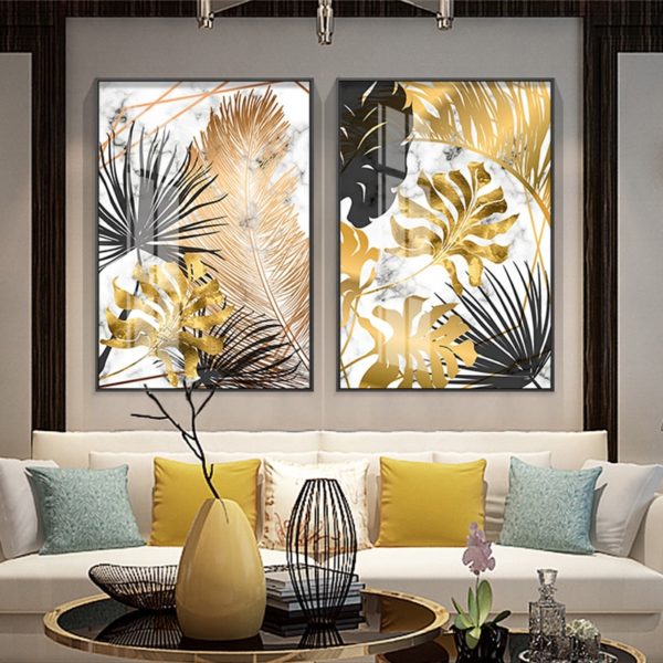 Nordic plants Golden leaf canvas painting posters and print wall art pictures for living room bedroom Nordic plants Golden leaf canvas painting posters and print wall art pictures for living room bedroom dinning room modern decor
