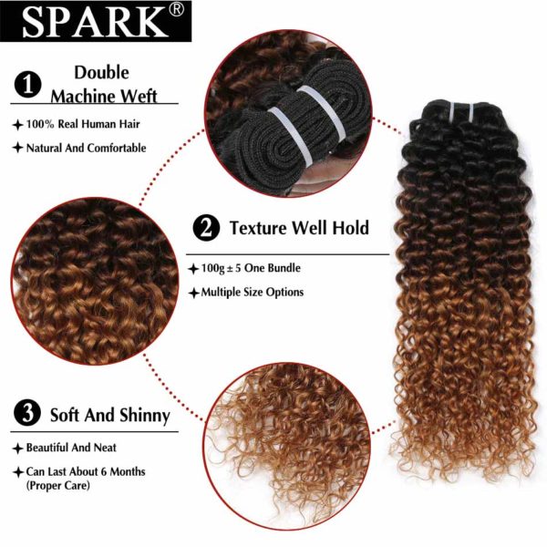 Ombre SPARK Brazilian Human Hair Weave Bundles With Closure Afro Kinky Curly Hair With Closure Medium 1 Ombre SPARK Brazilian Human Hair Weave Bundles With Closure Afro Kinky Curly Hair With Closure Medium Ratio Remy Human Hair