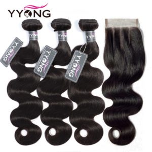 Yyong Hair 3 Bundles Brazilian Body Wave Bundles With Closure Remy 4Pcs Lot Human Hair Weave Innrech Market.com