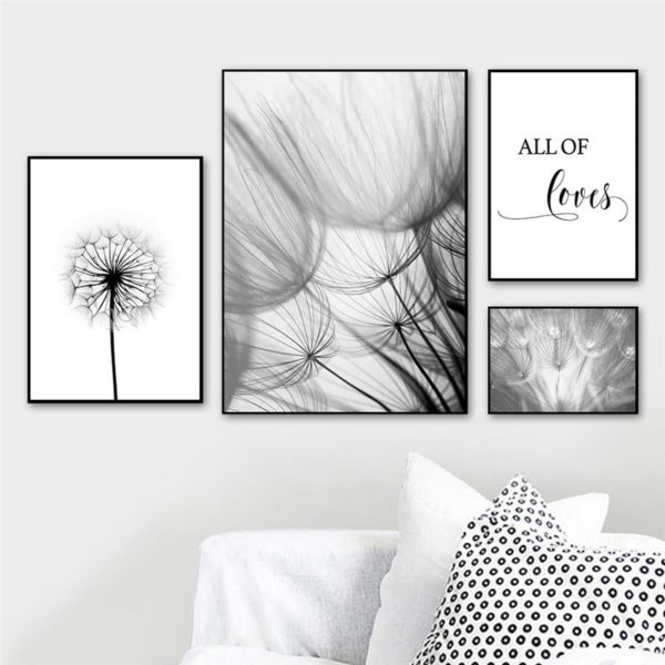Nordic Dandelion Art Canvas Painting Posters And Prints Black White Loves Life Quotes Wall Pictures For 1 Nordic Dandelion Art Canvas Painting Posters And Prints Black White Loves Life Quotes Wall Pictures For Living Room Decor AL133