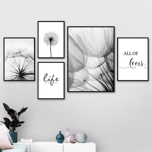 Nordic Dandelion Art Canvas Painting Posters And Prints Black White Loves Life Quotes Wall Pictures For Nordic Dandelion Art Canvas Painting Posters And Prints Black White Loves Life Quotes Wall Pictures For Living Room Decor AL133
