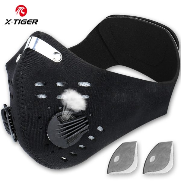 X Tiger Pro Cycling Face Mask With Filters Breathable Cycling Mask Activated Carbon Anti Pollution Sport X-Tiger Pro Cycling Face Mask With Filters Breathable Cycling Mask Activated Carbon Anti-Pollution Sport Training Bike Facemask