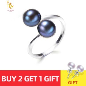 NYMPH Pearl Rings Jewlery Natural Freshwater Pearl Double Trendy Rings Wedding Bands Party Birthday Gift For Innrech Market.com