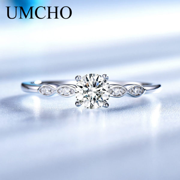 UMCHO Silver 925 Jewelry Luxury Bridal Cubic Zirconia Rings for Women Solitaire Engagement Wedding Band Party 2 UMCHO Silver 925 Jewelry Luxury Bridal Cubic Zirconia Rings for Women Solitaire Engagement Wedding Band Party Gift Jewelry New