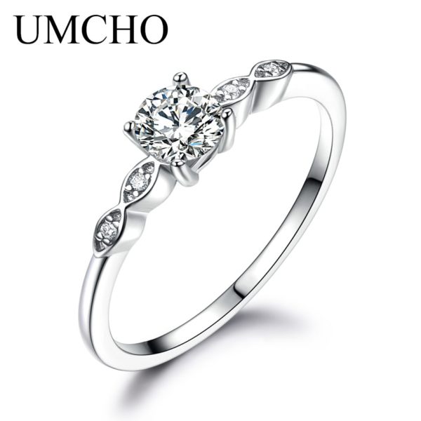 UMCHO Silver 925 Jewelry Luxury Bridal Cubic Zirconia Rings for Women Solitaire Engagement Wedding Band Party UMCHO Silver 925 Jewelry Luxury Bridal Cubic Zirconia Rings for Women Solitaire Engagement Wedding Band Party Gift Jewelry New