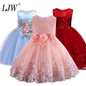 2019 Lace Sequins Formal Evening Wedding Gown Tutu Princess Dress Flower Girls Children Clothing Kids Party Innrech Market.com