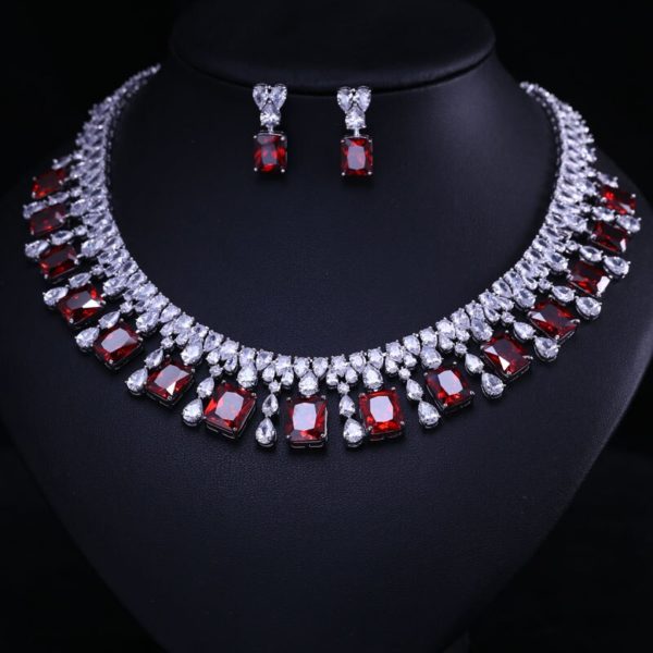 4 Color Select Luxury better Cubic Zircon Clear Necklace Earrings Set Heavy Dinner Jewelry Set Wedding 2 4 Color Select Luxury better Cubic Zircon Clear Necklace Earrings Set Heavy Dinner Jewelry Set Wedding Bridal Dress Accessories