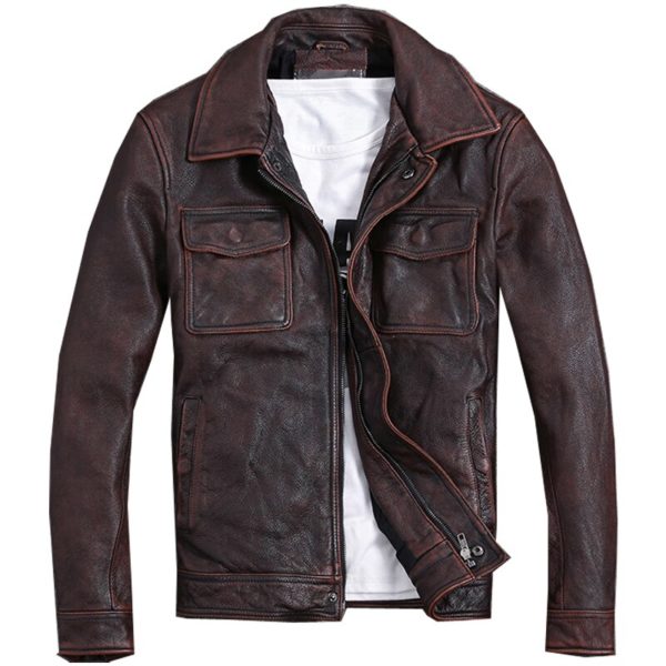 Free shipping Plus Size classic leather jacket short genuine leather coat vintage brown mens slim leather Free shipping.Plus Size classic leather jacket,short genuine leather coat,vintage brown mens slim leather coat.business,sales
