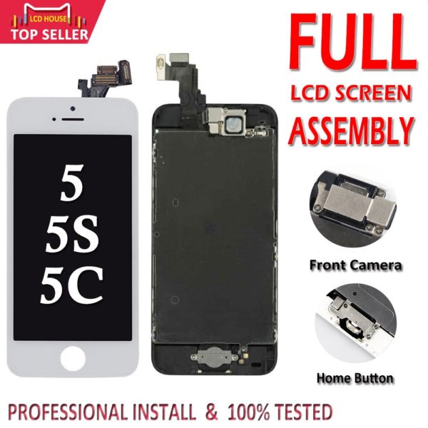 Full Set LCD Display for iPhone 5 5C 5S 5G LCD Screen Touch Digitizer Full Assembly Full Set LCD Display for iPhone 5 5C 5S 5G LCD Screen Touch Digitizer Full Assembly LCD Replacement Pantalla+Home Button+Camera