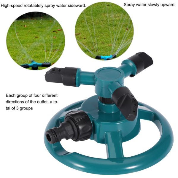 Garden Sprinklers Automatic Watering Grass Lawn 360 Degree 3 Nozzle Circle Rotating Irrigation System 1 Garden Sprinklers Automatic Watering Grass Lawn 360 Degree 3 Nozzle Circle Rotating Irrigation System