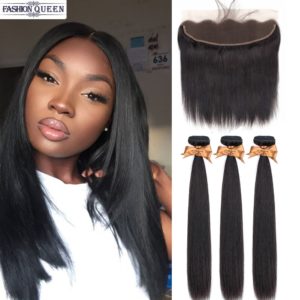 3 Bundles With Frontal Brazilian Straight Human Hair Weave Bundles With Closure Lace Frontal Non Remy Innrech Market.com
